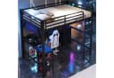Merax Hochbett 140x200 cm Metallbett mit LED-Beleuchtung & USB-Anschluss Bild 3
