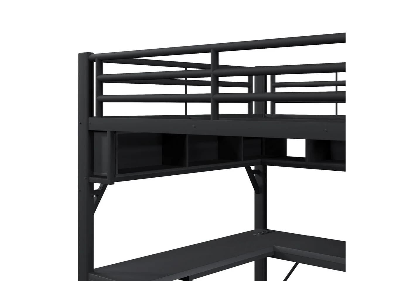 Merax Hochbett 140x200 cm Metallbett mit LED-Beleuchtung & USB-Anschluss - Bild 5