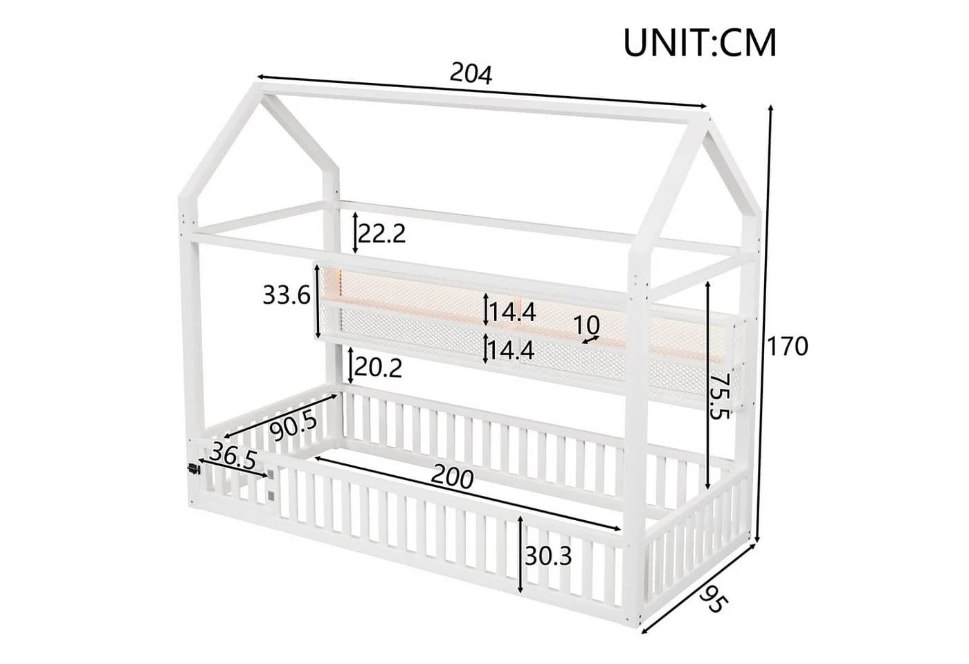 Merax Kinderbett mit LED-Beleuchtung, Plattformbett im Haus-Design - Bild 5