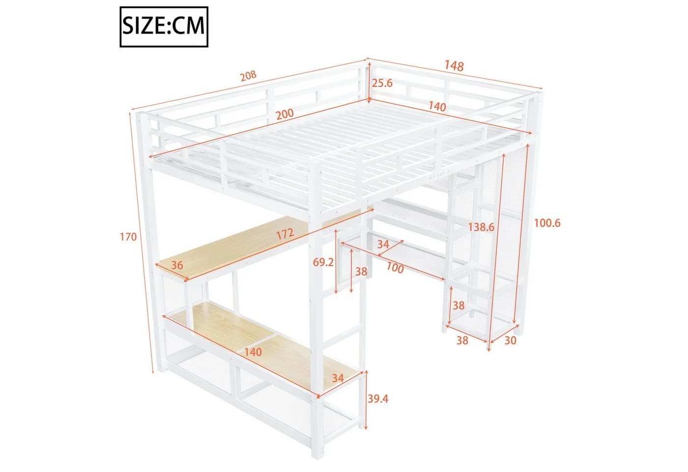 Hochbett aus Metall und MDF - Funktional und Sicher - Bild 4