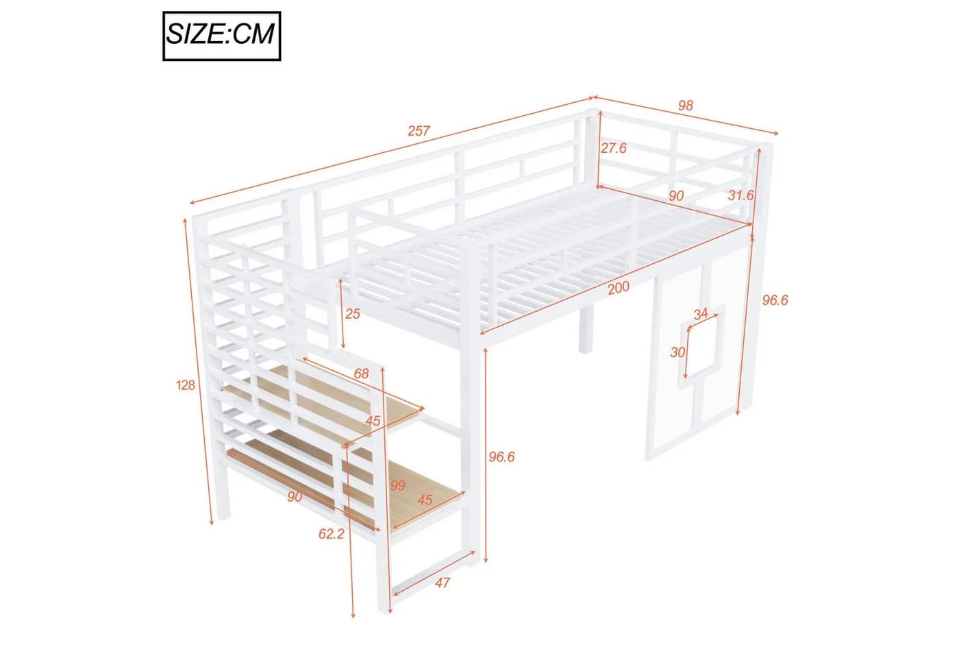 Merax Hochbett mit LED-Beleuchtung 90x200cm - Bild 5