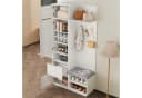 Merax Kompaktgarderobe 5-in-1 mit Spiegel und Sitzbank Weiß Bild 3