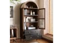 Merax Hochschrank Retro Sideboard mit Glastür und Schubladen Bild 1