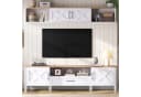 Merax Wohnwand-Set TV-Schrank & Vitrine Weiß Bild 2