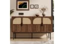 Merax Sideboard Rattanfurnier Walnussholz-Optik 4 Türen Bild 2