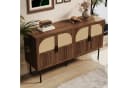 Merax Sideboard Rattanfurnier Walnussholz-Optik 4 Türen Bild 3