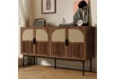 Merax Sideboard Rattanfurnier Walnussholz-Optik 4 Türen Bild 4