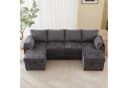 Merax U-Form Schlafsofa Grau mit Schlaffunktion und Stauraum Bild 1
