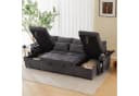 Merax U-Form Schlafsofa Grau mit Schlaffunktion und Stauraum Bild 2