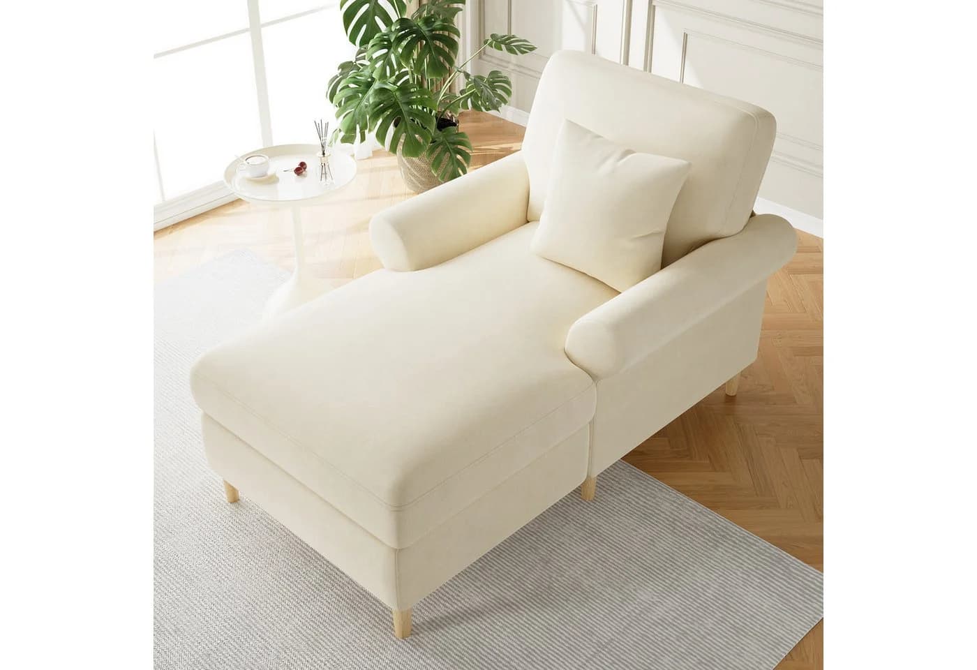 Merax Relaxsessel mit Liegefunktion, Lesesessel aus Samt