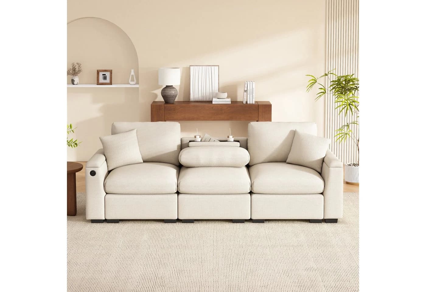 Merax 3-Sitzer Sofa Chenille USB-Anschluss