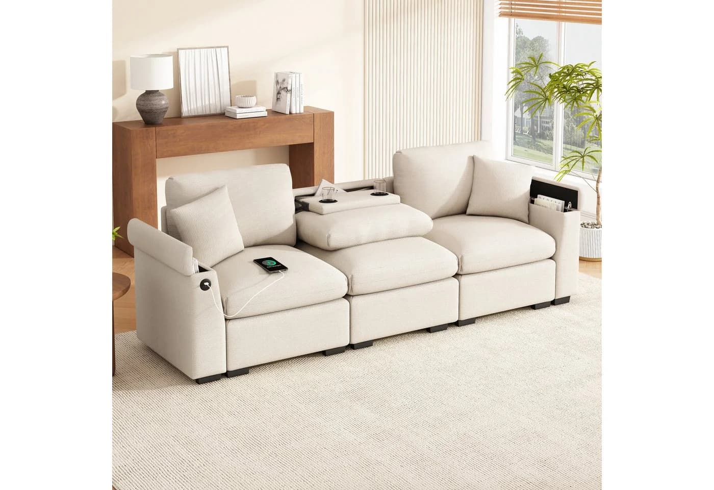 Merax 3-Sitzer Sofa Chenille USB-Anschluss - Bild 2