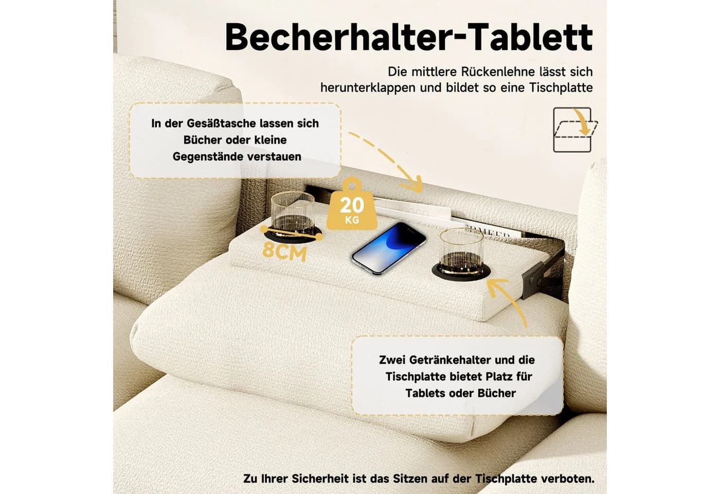 Merax 3-Sitzer Sofa Chenille USB-Anschluss - Bild 4