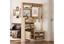 Merax Garderoben-Set Naturholzoptik mit Pegboard, Sitzbank & Stauraum Bild 2