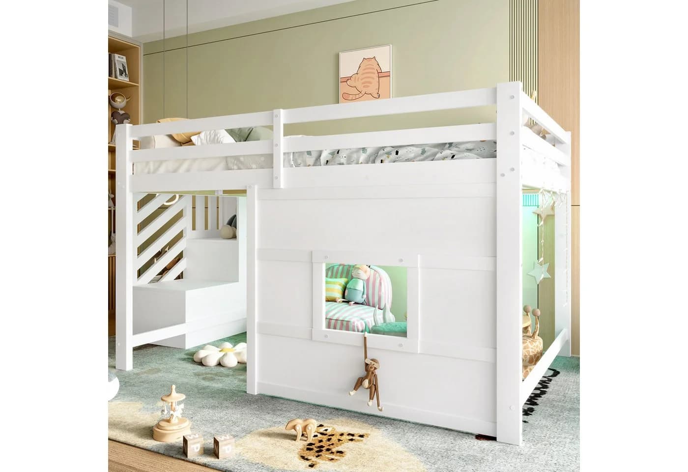 Merax Hochbett mit LED-Beleuchtung Kinderbett 140x200cm - Bild 4