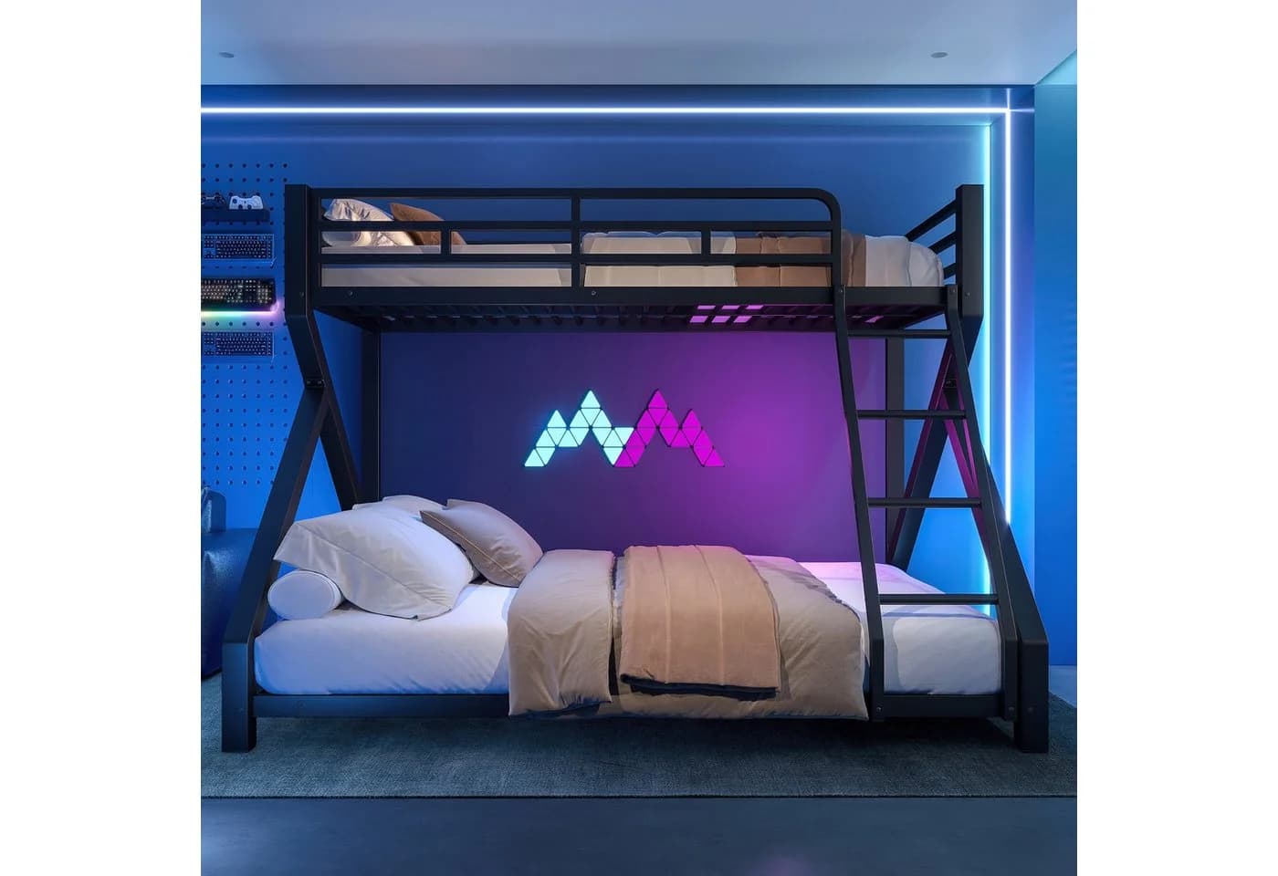 Flieks Etagenbett Metallbett 90/140x200cm mit LED-Lichtleiste