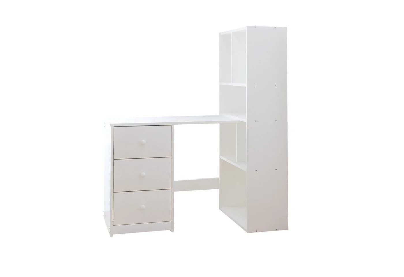Flieks Schminktisch Eckschreibtisch Weiß mit Schubladen - Bild 5