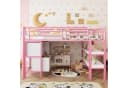 Flieks Hochbett Kinderbett Metall Rosa mit Treppe und Stauraum Bild 1