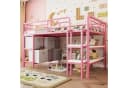Flieks Hochbett Kinderbett Metall Rosa mit Treppe und Stauraum Bild 2