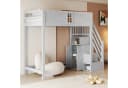 Flieks Hochbett Kinderbett 90x200cm mit Stauraumtreppe Grau Bild 2