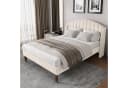 Flieks Polsterbett Kiefer Samt Beige 140x190cm Bild 2