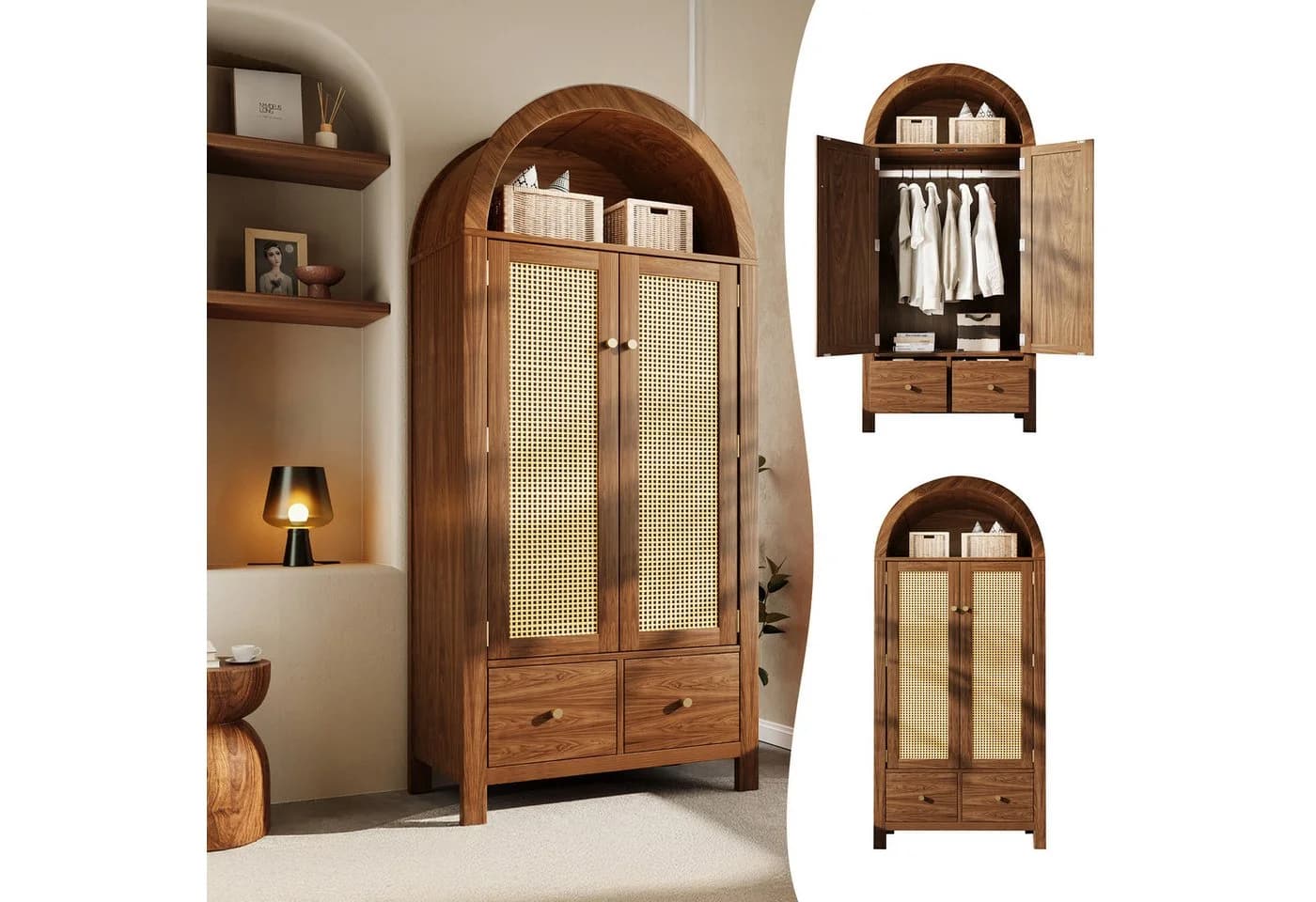 Flieks Kleiderschrank Garderobenschrank Walnuss Landhausstil - Bild 2