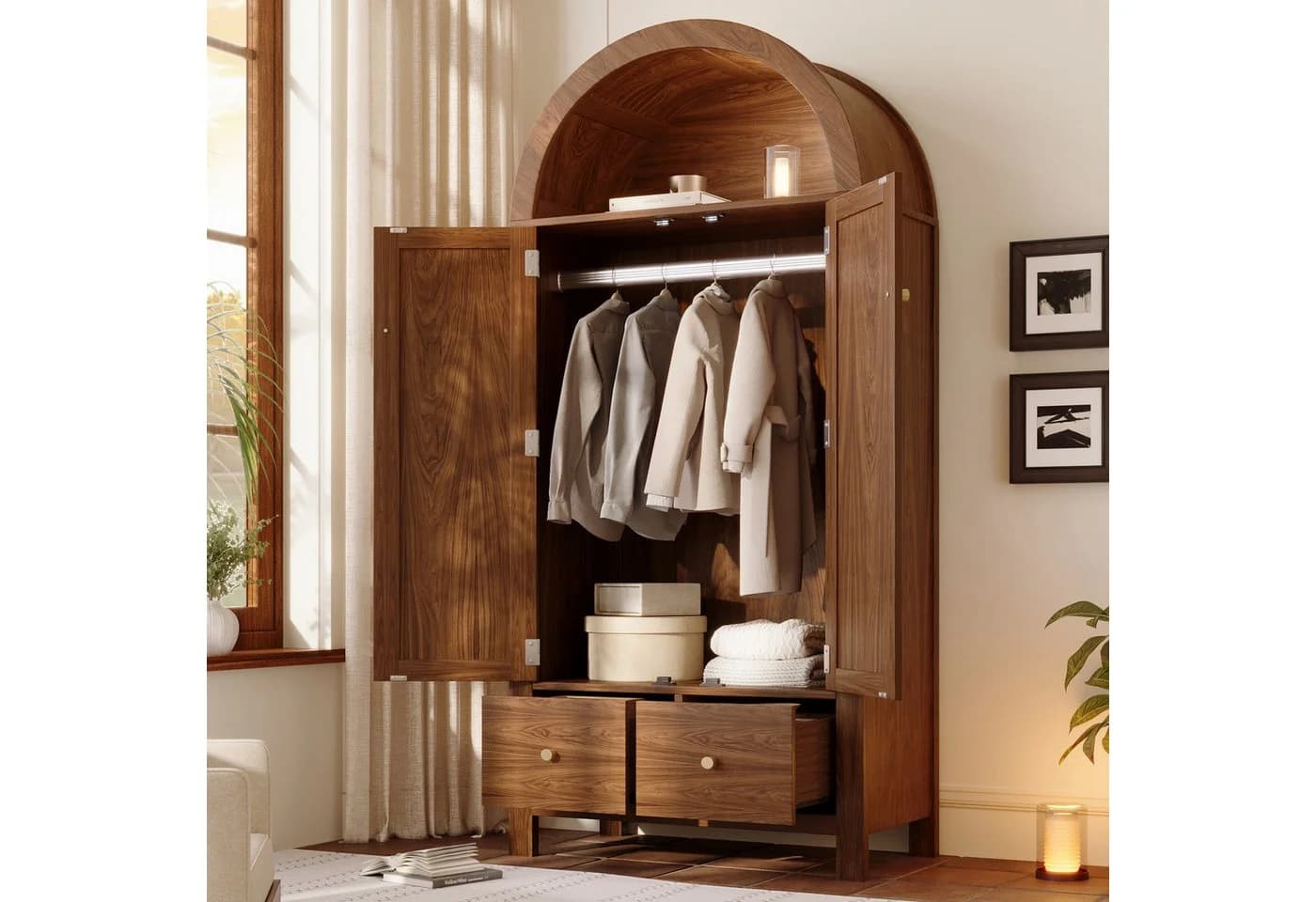 Flieks Kleiderschrank Garderobenschrank Walnuss Landhausstil - Bild 3