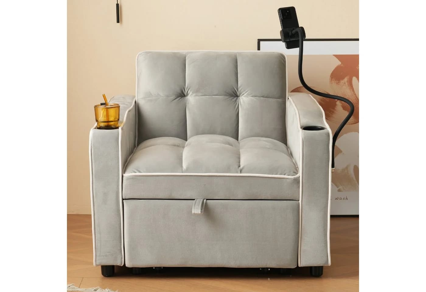 Merax Schlafsofa mit 3-in-1 Bettfunktion grau