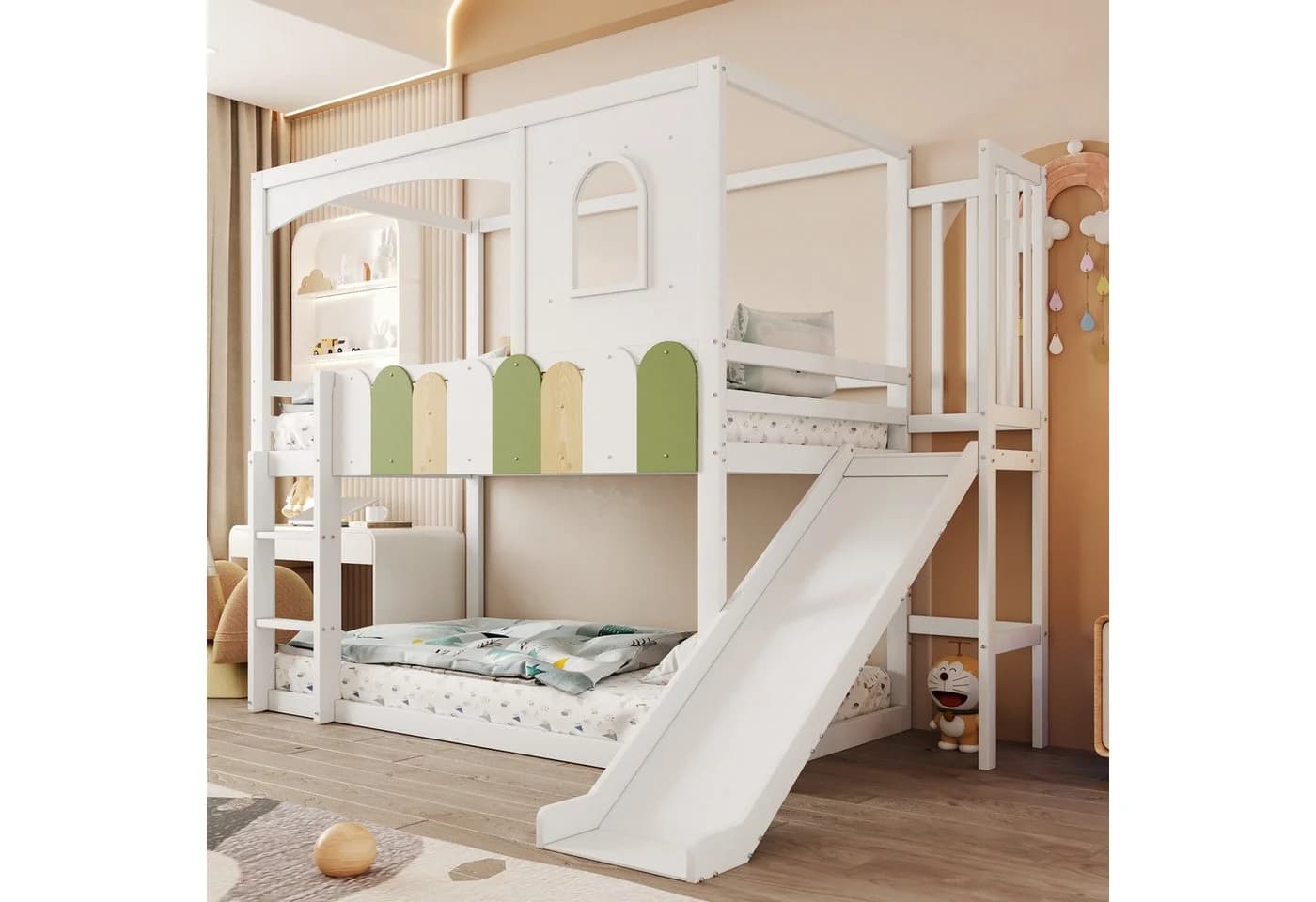 Merax Hochbett Hausdesign mit Rutsche und Sicherheitsleiter - Bild 2