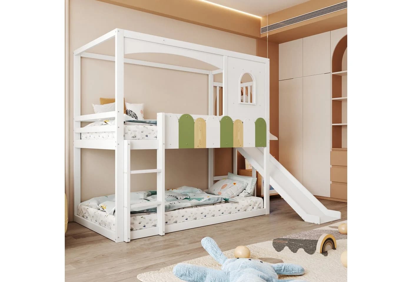 Merax Hochbett Hausdesign mit Rutsche und Sicherheitsleiter - Bild 3