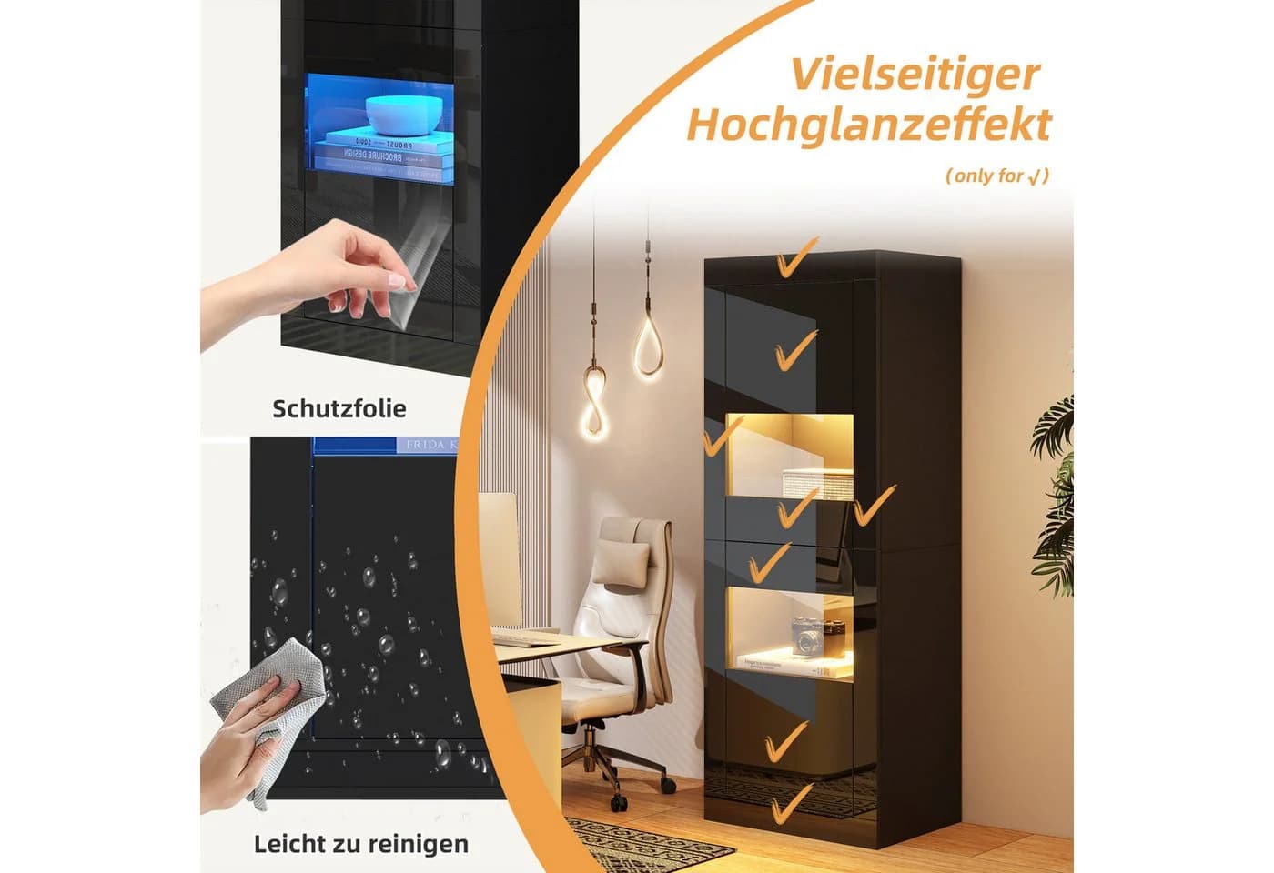Merax Standvitrine Hochglanz Vitrine mit LED-Beleuchtung - Bild 5