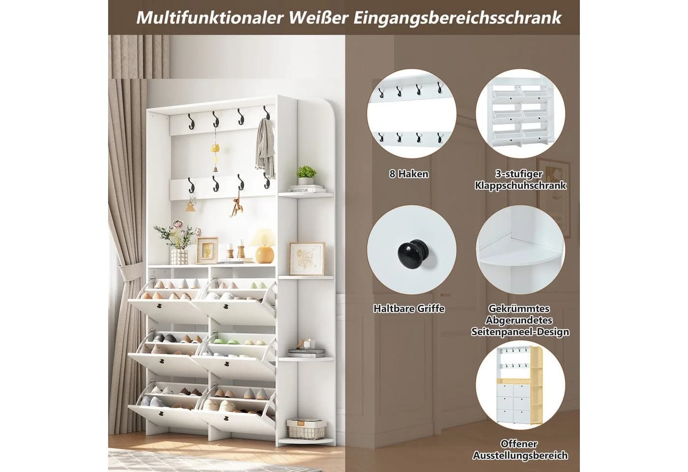 Merax Garderoben-Set Garderobenständer mit Schuhschrank - Bild 5
