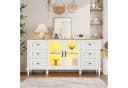 Merax Sideboard mit LED-Leuchten Weiß Holzton Bild 3