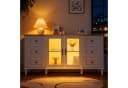 Merax Sideboard mit LED-Leuchten Weiß Holzton Bild 4