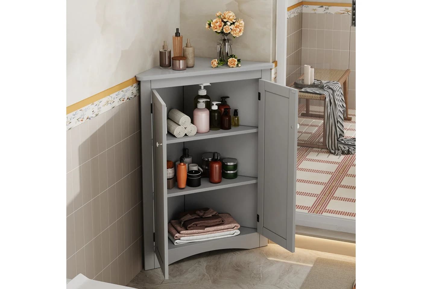 Flieks Eckschrank Grau Mehrzweckschrank