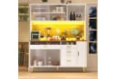 Flieks Küchenbuffet mit LED-Beleuchtung, Lochwandregalen, Glasschiebetür und Gläserhalter Bild 1