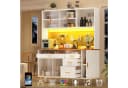 Flieks Küchenbuffet mit LED-Beleuchtung, Lochwandregalen, Glasschiebetür und Gläserhalter Bild 2