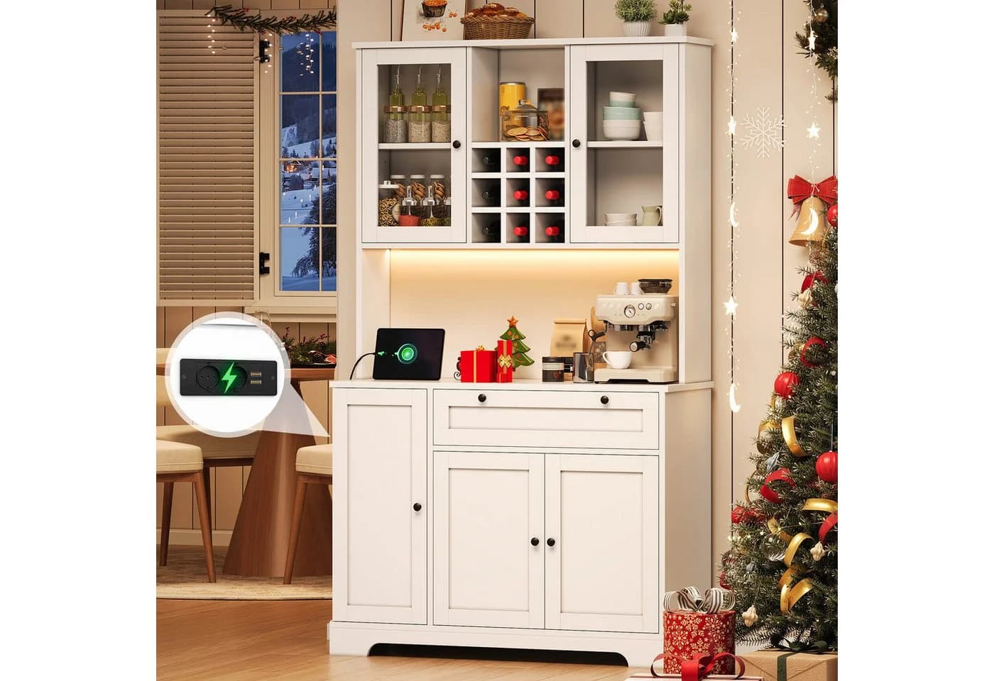 Flieks Küchenbuffet mit LED-Beleuchtung und Weinregal - Bild 2