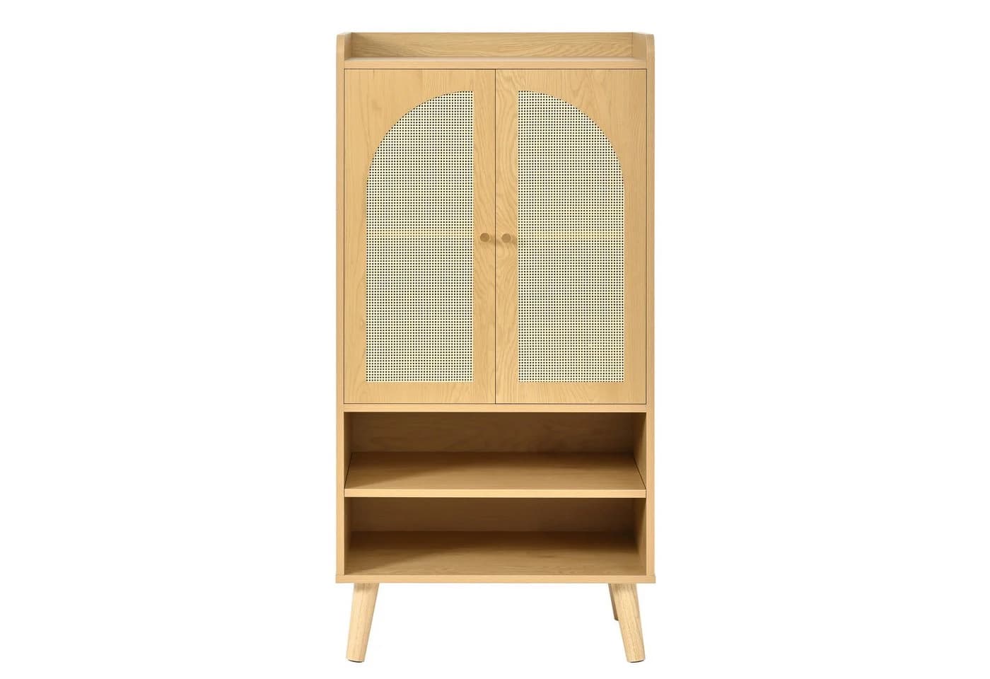Flieks Hochschrank 2 Rattantüren Mehrzweckschrank Holzoptik Landhausstil - Bild 5