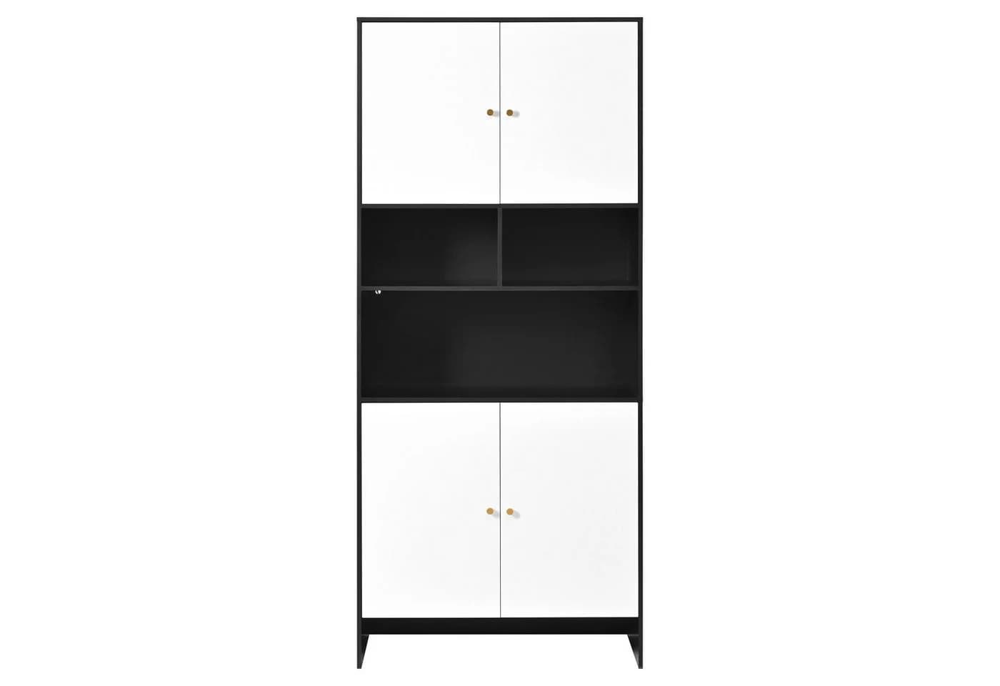 Flieks Hochschrank mit LED-Beleuchtung 4 Türen Schwarz - Bild 4