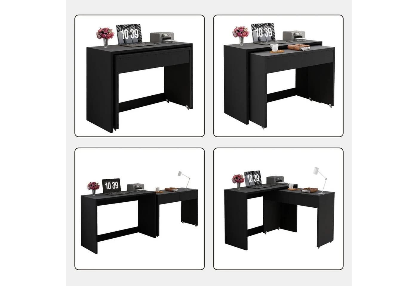 Flieks Schreibtisch Regalschreibtisch & Kommode 2-in-1 Schwarz - Bild 4