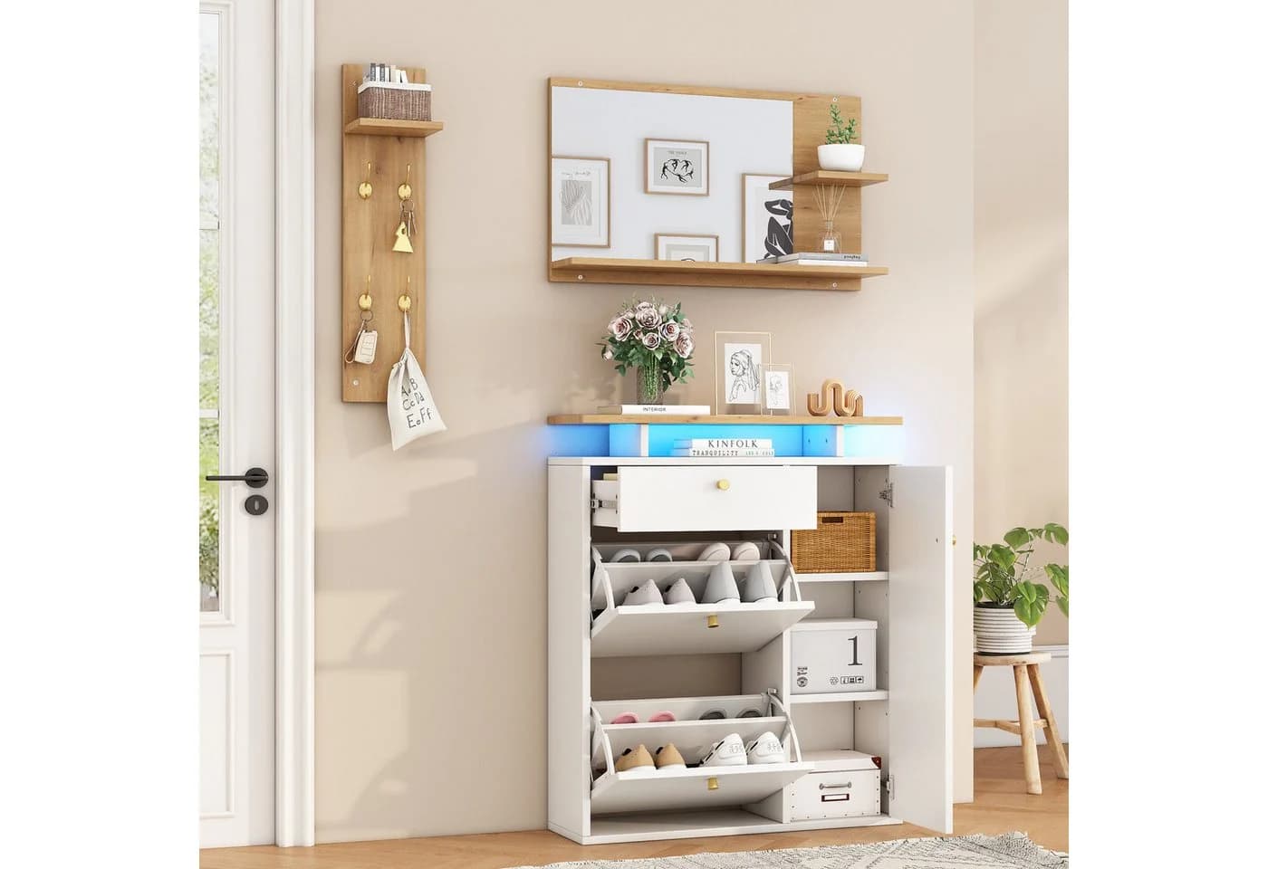Flieks Garderoben-Set Schuhschrank mit LED Weiß - Bild 3