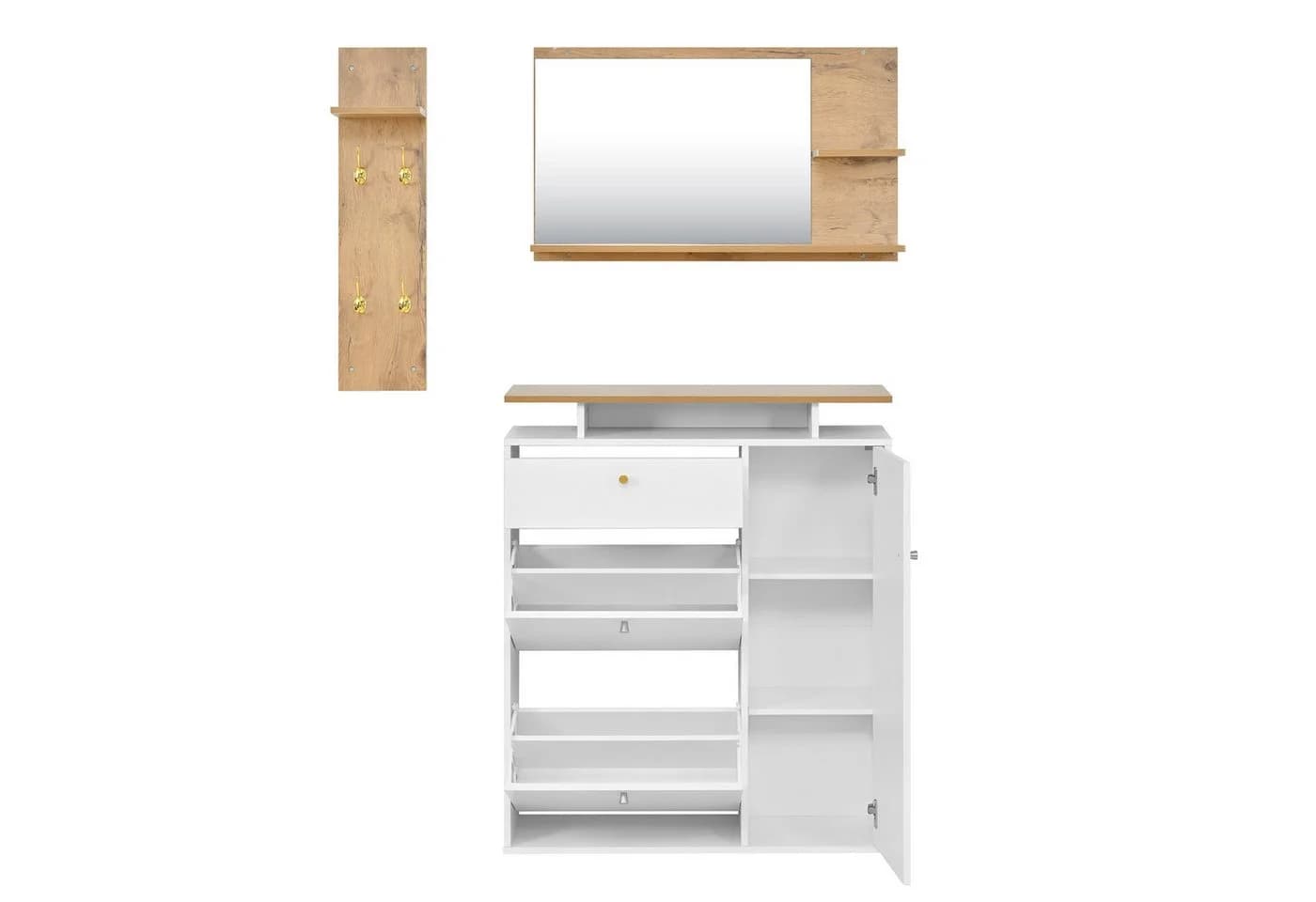 Flieks Garderoben-Set Schuhschrank mit LED Weiß - Bild 5
