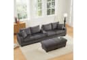 Flieks 4-Sitzer U-Sofa Beige Cord mit LED, USB & Hocker Bild 3