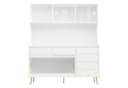 Flieks Küchenbuffet mit LED-Beleuchtung, Lochwand, Glasschiebetüren und 6 Schubladen Weiß Bild 4