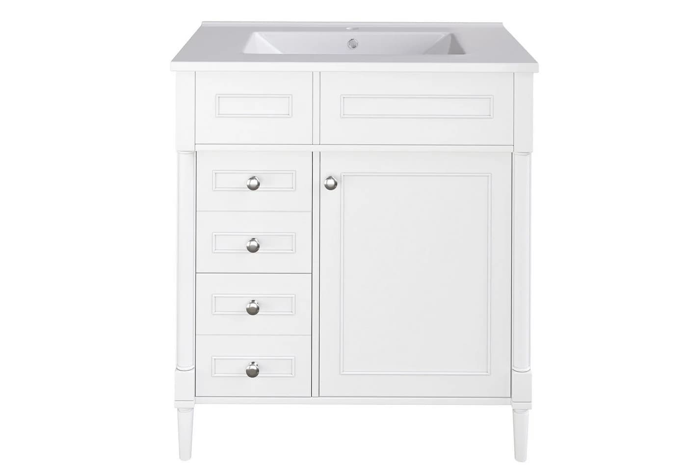 Flieks Waschtisch Waschbeckenunterschrank Keramikweiß - Bild 4