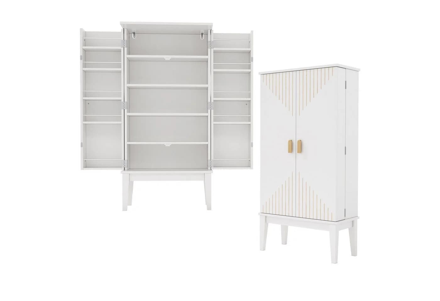 Flieks Mehrzweckschrank Hochschrank 2 Türen Weiß - Bild 5