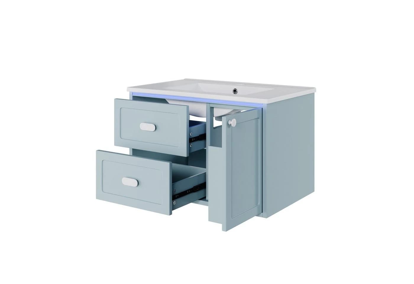 Flieks Waschtischunterschrank mit LED-Sensor und Keramik-Waschbecken Blau - Bild 5