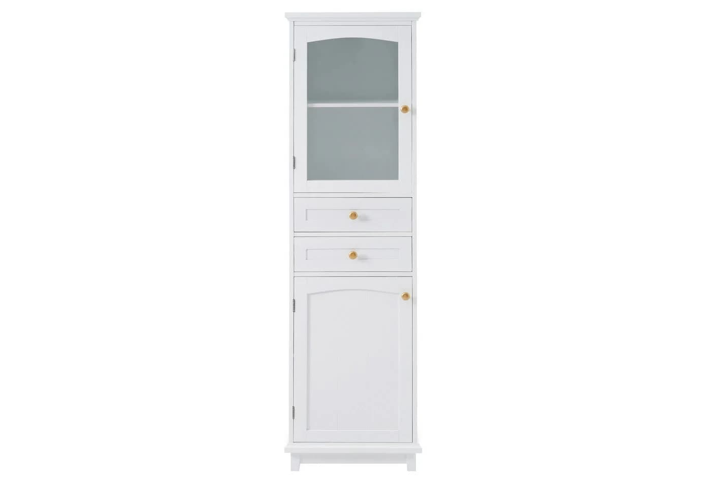 Flieks Badkommode Hochschrank mit Glastüren und Schubladen Weiß - Bild 4