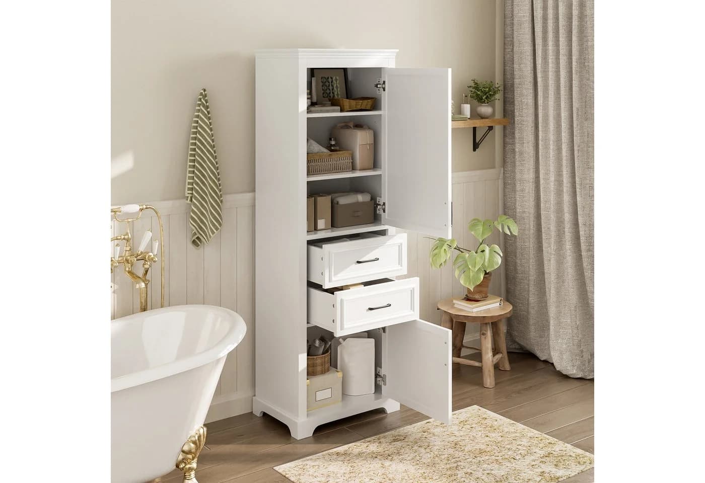 Flieks Hochschrank Badkommode Weiß mit 2 Schubladen & Soft-Close - Bild 3